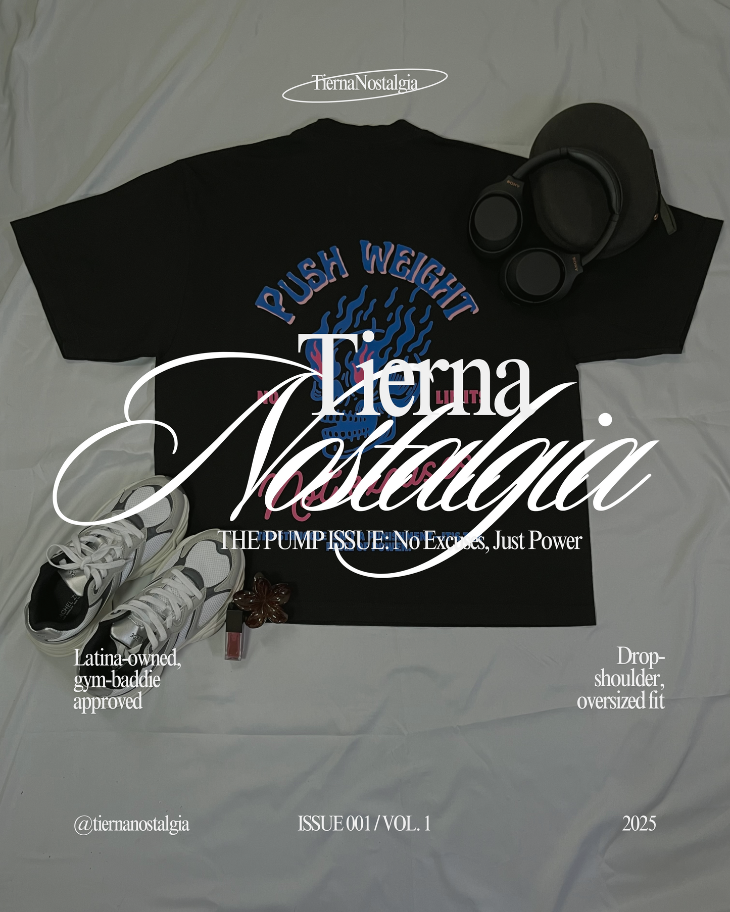 Push Weight Drop Shoulder Over-sized Tee Black