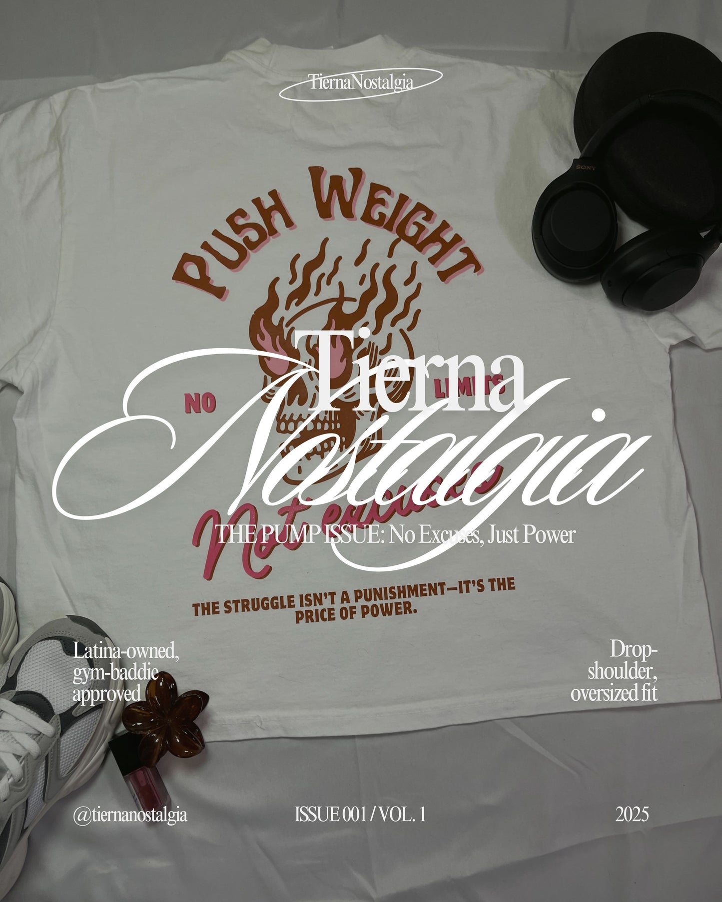 Push Weight Drop Shoulder Over-sized Tee White