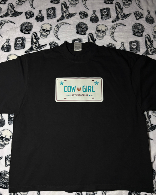Cowgirl Lifting Club Licence Plate Tee